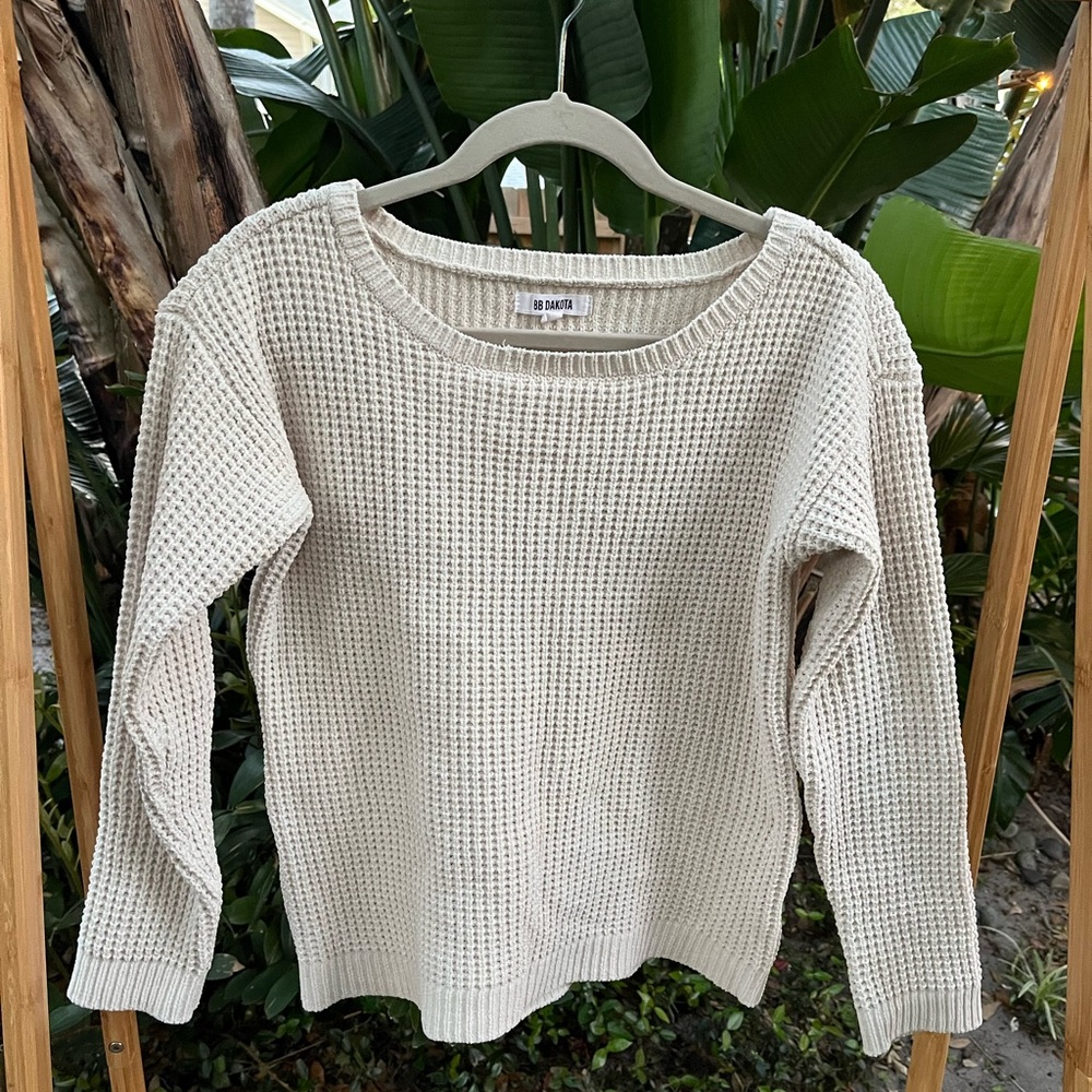 BB Dakota Cream Waffle Knit Sweater